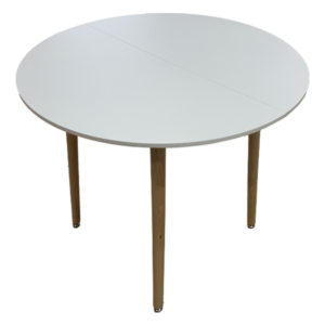 Table ronde blanche pieds bois