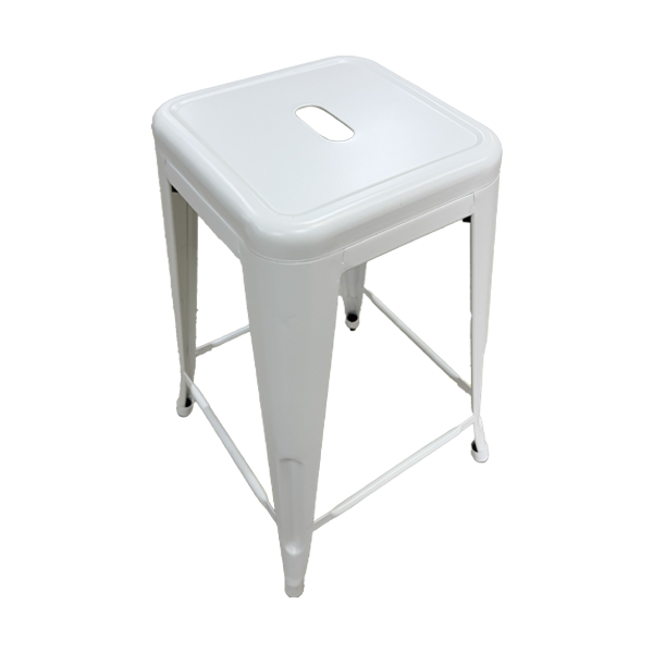 Tabouret carré blanc aluminium – Image 2