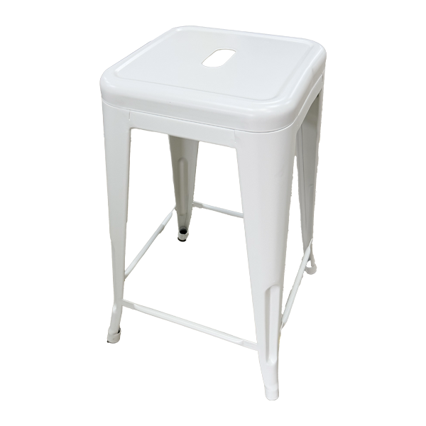 Tabouret carré blanc aluminium
