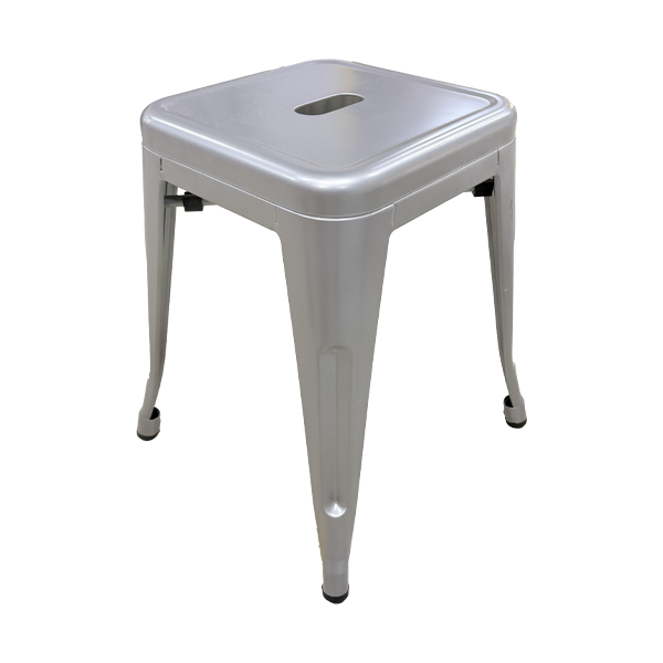 Tabouret carré gris aluminium