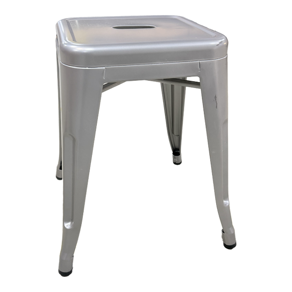 Tabouret carré gris aluminium – Image 2